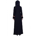 Elegant front open abaya with embroidery work- Navy Blue